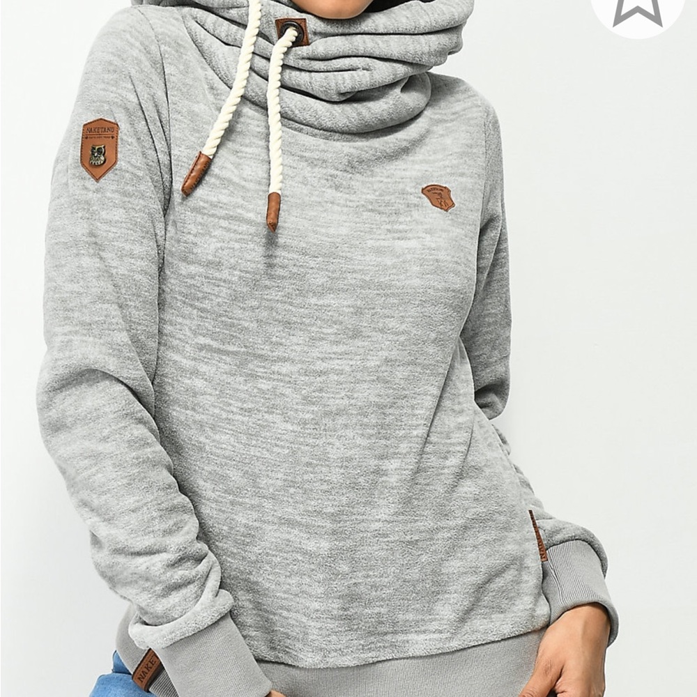 Naketano Gray Hoodie with Brown Accents